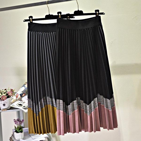 skirts fall 2021 female long pleated skirt women color matching stitching lattice girl, Black
skirts fall 2021 female long pleated skirt women color matching stitching lattice girl, Black