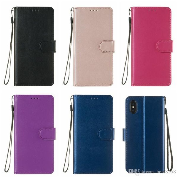 pu plain wallet leather cases for lg stylo 6 5 k51 huawei y5p y6p y8p p smart p40 lite e pro magnetic holder flip cover lanyard credit id ca