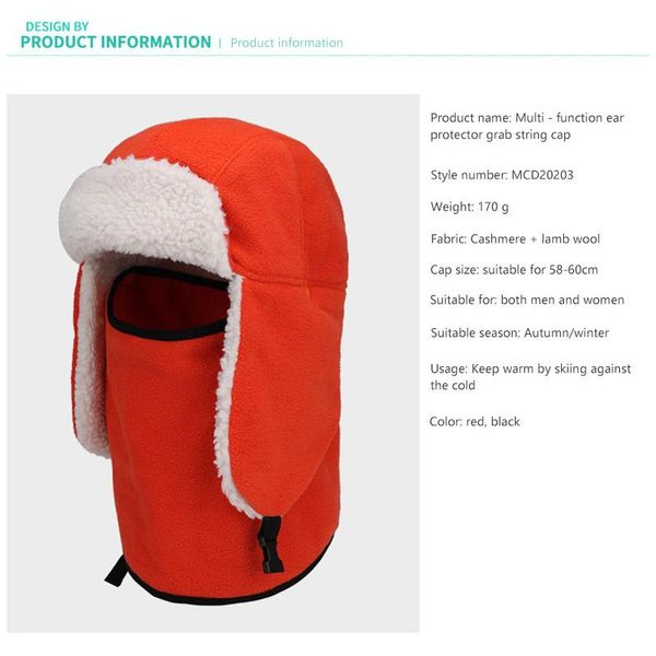 winter bomber hats ear protection face windproof ski cap velvet thicken men women warm outdoor cycling snow caps & masks, Black
winter bomber hats ear protection face windproof ski cap velvet thicken men women warm outdoor cycling snow caps & masks, Black