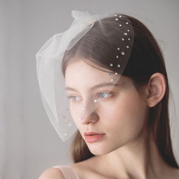 v617 classical short blusher marriage bridal veil soft tulle cut edge one-layer rhinestone beaded white lawn wedding bride headdress, Black
v617 classical short blusher marriage bridal veil soft tulle cut edge one-layer rhinestone beaded white lawn wedding bride headdress, Black