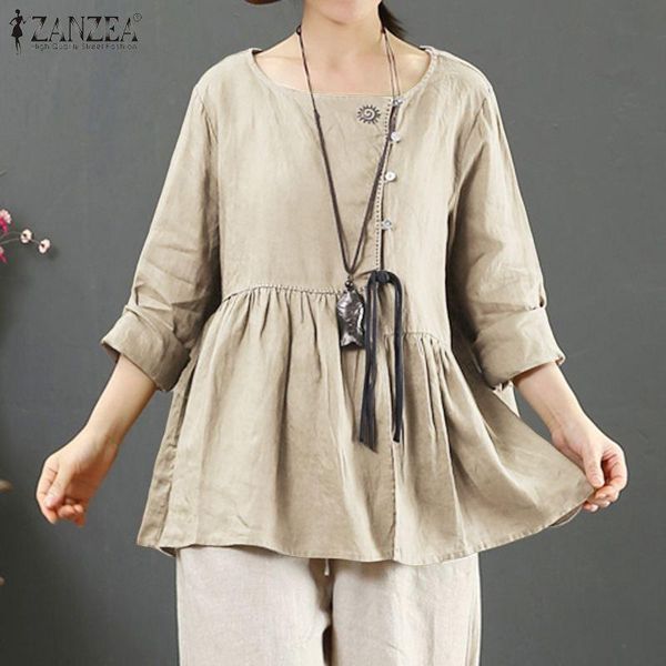 women's blouses & shirts zanzea spring women vintage cotton linen shirt casual o neck long sleeve blouse solid buttons down tunic chemi, White
women's blouses & shirts zanzea spring women vintage cotton linen shirt casual o neck long sleeve blouse solid buttons down tunic chemi, White