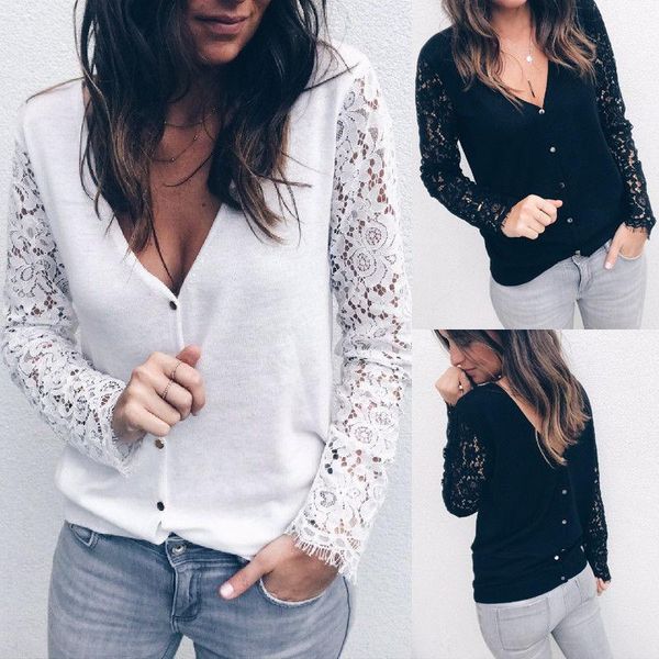 women's blouses & shirts elegant harajuku women lace long sleeve floral hollow out shirt casual blouse loose fashion, White
women's blouses & shirts elegant harajuku women lace long sleeve floral hollow out shirt casual blouse loose fashion, White