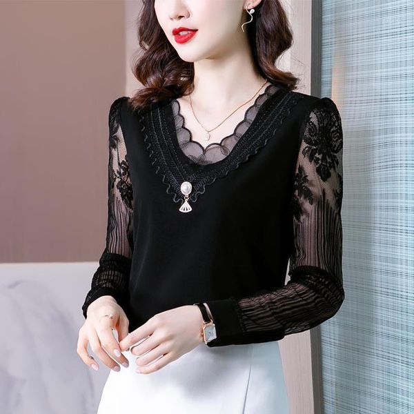 women's blouses & shirts spring autumn lace blouse women elegant casual chiffon long sleeve office lady blusas mujer loose shirt femme, White
women's blouses & shirts spring autumn lace blouse women elegant casual chiffon long sleeve office lady blusas mujer loose shirt femme, White