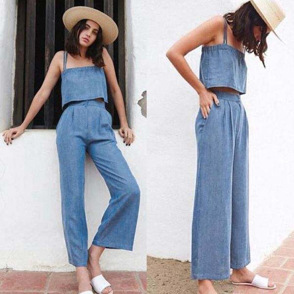 women's jeans women 2pcs set loose fit denim long pants and brace fashion halter blue
women's jeans women 2pcs set loose fit denim long pants and brace fashion halter blue