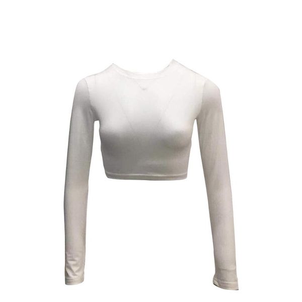 women crop short daily round neck polyester t shirts club casual basic tight solid autumn long sleeve women's t-shirt, White
women crop short daily round neck polyester t shirts club casual basic tight solid autumn long sleeve women's t-shirt, White
