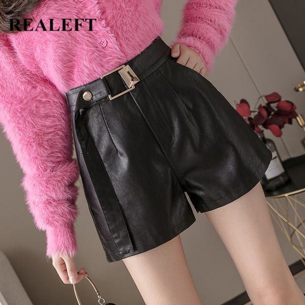 black pu leather button shorts autumn winter women wide leg faux high waist female korean style 210428, White;black
black pu leather button shorts autumn winter women wide leg faux high waist female korean style 210428, White;black