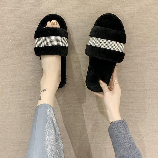 slippers winter fashion rhinestone plush warm faux fur flat female slides women's shoes large size 36-43 jpfw, Black
slippers winter fashion rhinestone plush warm faux fur flat female slides women's shoes large size 36-43 jpfw, Black