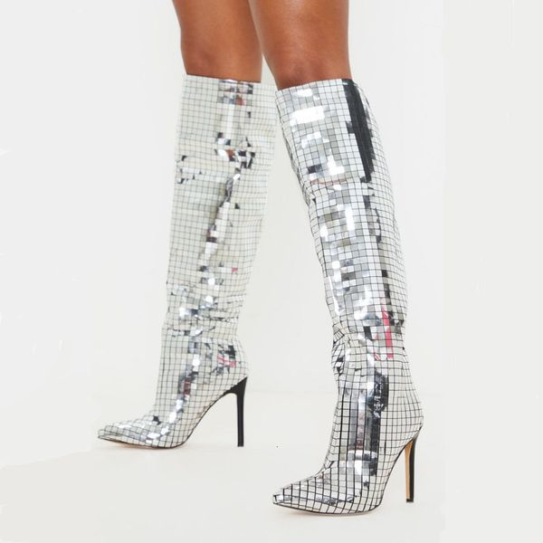 boots fashion mirror sequin knee high women super heels long pointed toe autumn winter ladies shoes black silver 958l
boots fashion mirror sequin knee high women super heels long pointed toe autumn winter ladies shoes black silver 958l