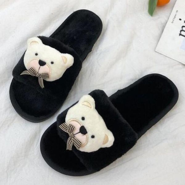 winter casual women house slippers faux fur warm flat shoes female slip on home cartoon bear furry ladies xx572, Black
winter casual women house slippers faux fur warm flat shoes female slip on home cartoon bear furry ladies xx572, Black