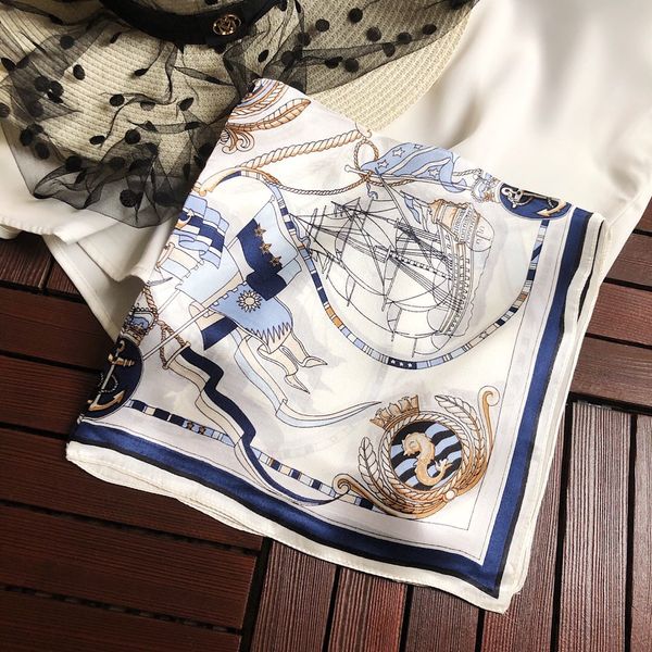 women scarf 100 silk scarf women vintage ship print scarves shawl neck haed tie scarves summer spring 50cm 50cm, Blue;gray
women scarf 100 silk scarf women vintage ship print scarves shawl neck haed tie scarves summer spring 50cm 50cm, Blue;gray