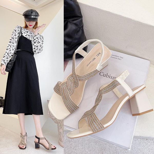sandals high heel women rhinestone summer thick slip on ladeis fashion sweet elegant party, Black
sandals high heel women rhinestone summer thick slip on ladeis fashion sweet elegant party, Black