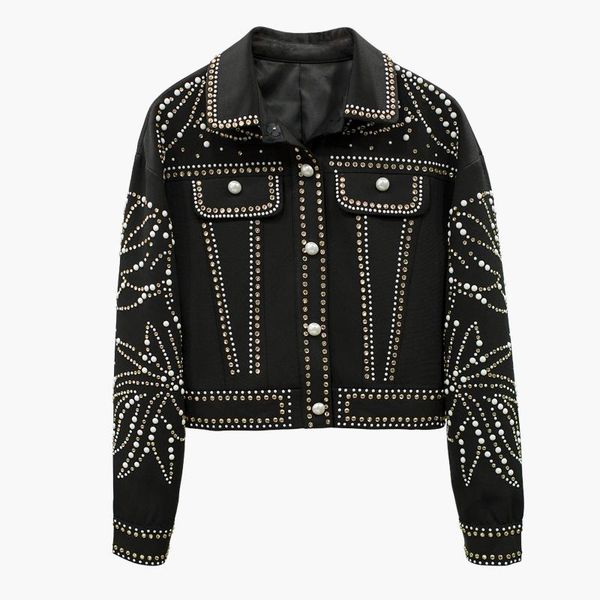 women's jackets high street fashion 2021 designer jacket luxurious strass beaded denim coat, Black;brown
women's jackets high street fashion 2021 designer jacket luxurious strass beaded denim coat, Black;brown