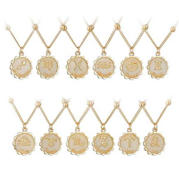 12 constellation necklace classic 18k gold zodiac sign round pendant bead chain necklaces, Silver
12 constellation necklace classic 18k gold zodiac sign round pendant bead chain necklaces, Silver