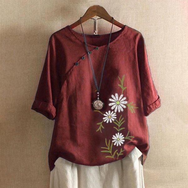 women's t-shirt summer embroidery kaftan t shirts 2021 floral printed short sleeve clothing holiday causal loose shirt, White
women's t-shirt summer embroidery kaftan t shirts 2021 floral printed short sleeve clothing holiday causal loose shirt, White