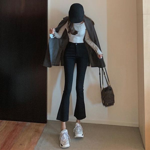 slightly flared trousers 2021 fashion show tall elastic temperament cultivate morality leisure female women's pants & capris, Black;white
slightly flared trousers 2021 fashion show tall elastic temperament cultivate morality leisure female women's pants & capris, Black;white