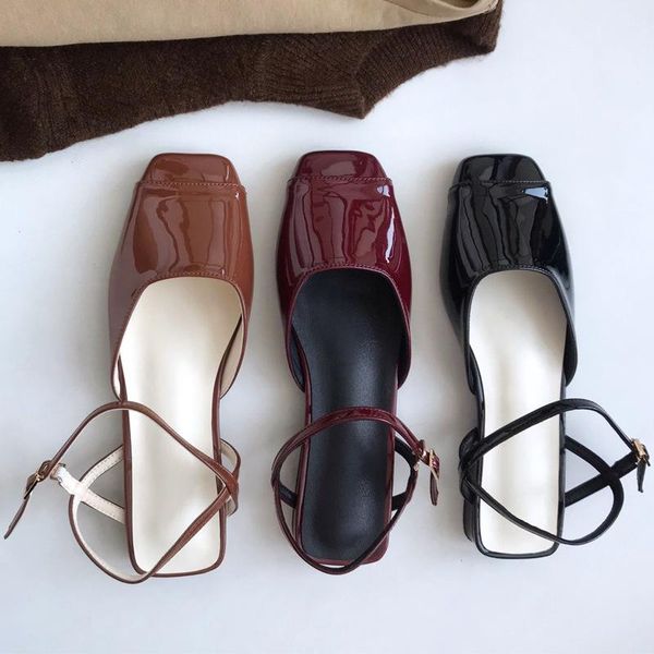 square toe japanned leather sandals women korean low heels summer shoes woman shiny buckle strap cover sandalias mujer 2021, Black
square toe japanned leather sandals women korean low heels summer shoes woman shiny buckle strap cover sandalias mujer 2021, Black