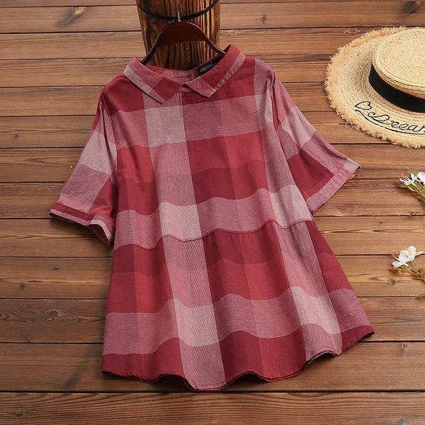 women's blouses & shirts check 2022 elegant summer short sleeve female back button blusas casual oversize plaid tunic, White
women's blouses & shirts check 2022 elegant summer short sleeve female back button blusas casual oversize plaid tunic, White