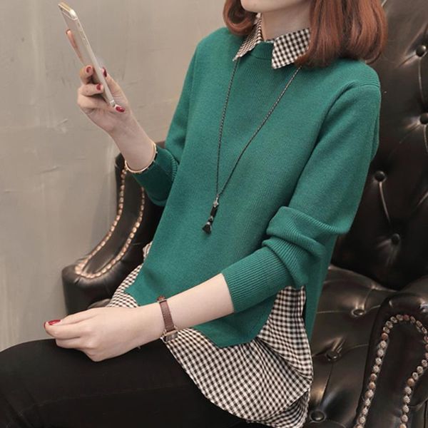 clothes spring autumn shirt womens sweater knit pullover two piece casual loose large size bottoming, White;black
clothes spring autumn shirt womens sweater knit pullover two piece casual loose large size bottoming, White;black