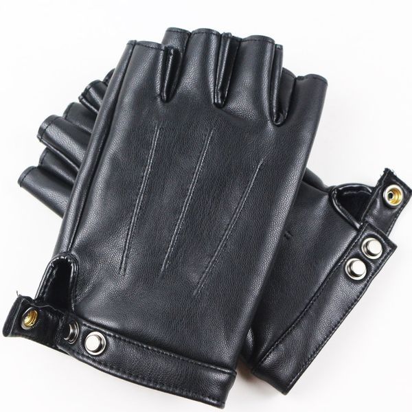 

longkeeper fashion men women pu leather gloves male fingerless mittens black half finger outdoor driving gloves guantes ciclismog, Blue;gray
