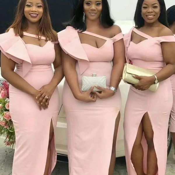 pink bridesmaid dresses side high split ruched pleats mermaid african custom made floor length maid of honor gown, White;pink
pink bridesmaid dresses side high split ruched pleats mermaid african custom made floor length maid of honor gown, White;pink