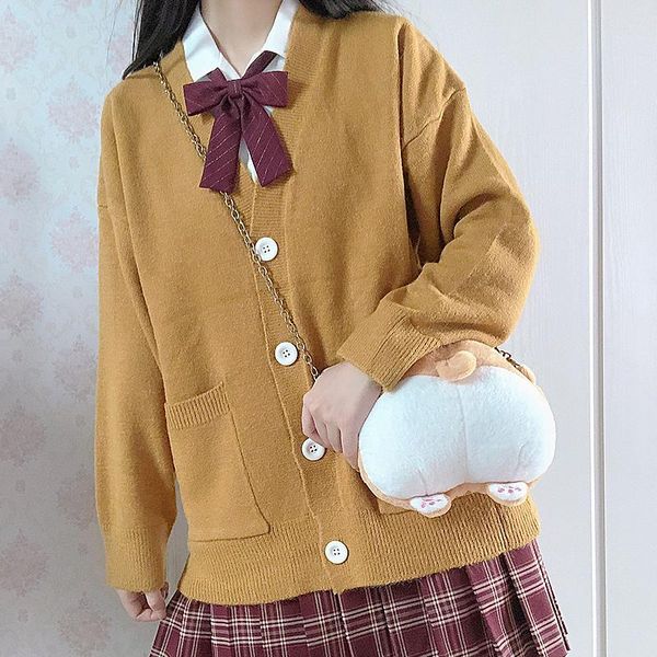 women's knits & tees ladies sweaters japanese style v-neck loose sweater knitted women solid color kawaii long sleeve butter-down cardi, White
women's knits & tees ladies sweaters japanese style v-neck loose sweater knitted women solid color kawaii long sleeve butter-down cardi, White