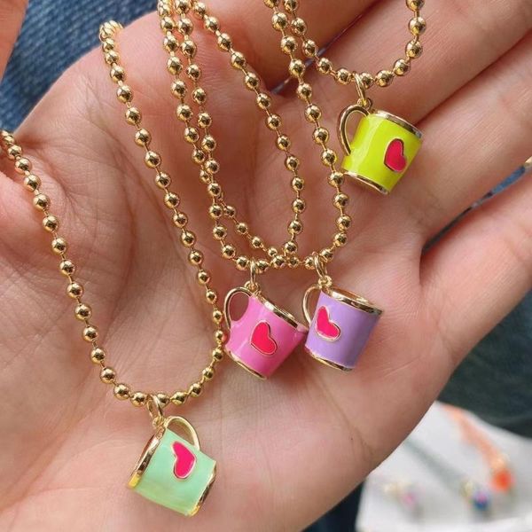 pendant necklaces 10pcs rainbow enamel multicolor coffee drink tea cup with heart pattern pendants necklace for women girl fashion charms je, Silver
pendant necklaces 10pcs rainbow enamel multicolor coffee drink tea cup with heart pattern pendants necklace for women girl fashion charms je, Silver