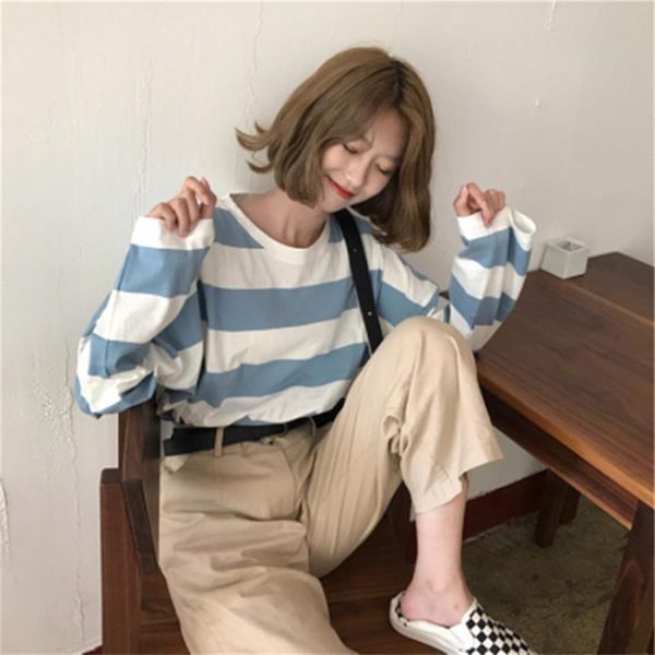 women's hoodies & sweatshirts women elastic cuff hem o-neck striped loose retro chic korean style harajuku soft trendy womens all-match, Black
women's hoodies & sweatshirts women elastic cuff hem o-neck striped loose retro chic korean style harajuku soft trendy womens all-match, Black