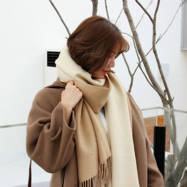 new thickened imitation cashmere scarf in and women's korean version versatile long double-sided color matching shawl warm bib, Blue;gray
new thickened imitation cashmere scarf in and women's korean version versatile long double-sided color matching shawl warm bib, Blue;gray
