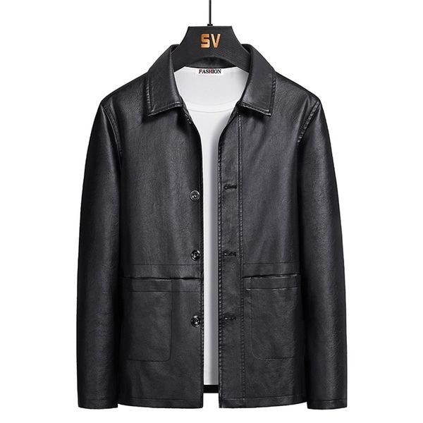 fashion men's leather jacket autumn simple lapel slim solid color m-5xl casual chaquetas los hombres 211110, Black;brown
fashion men's leather jacket autumn simple lapel slim solid color m-5xl casual chaquetas los hombres 211110, Black;brown
