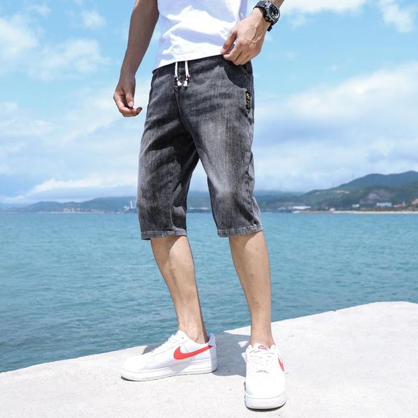 men's jeans drawstring pants breeches denim shorts loose straight casual summer thin teenagers cropped trousers, Blue
men's jeans drawstring pants breeches denim shorts loose straight casual summer thin teenagers cropped trousers, Blue