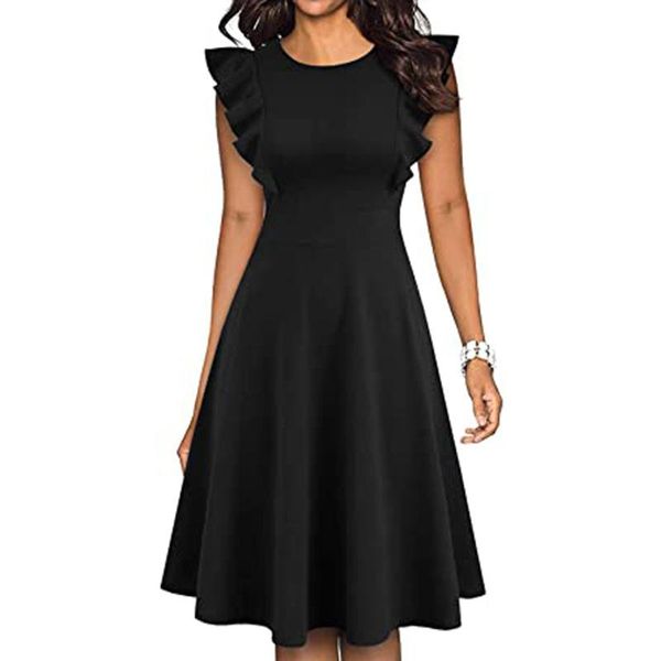 casual dresses fashion ruffle small sleeveless printed large swing dress, Black;gray
casual dresses fashion ruffle small sleeveless printed large swing dress, Black;gray