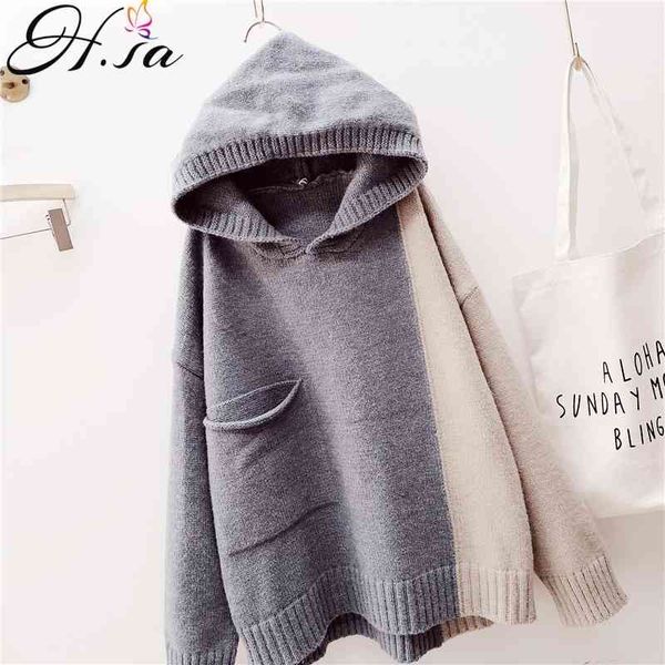 h.sa sweater women hooded jumpers korean style patchwork oversized pink long pull femme casaco feminino winter 210417, White;black
h.sa sweater women hooded jumpers korean style patchwork oversized pink long pull femme casaco feminino winter 210417, White;black