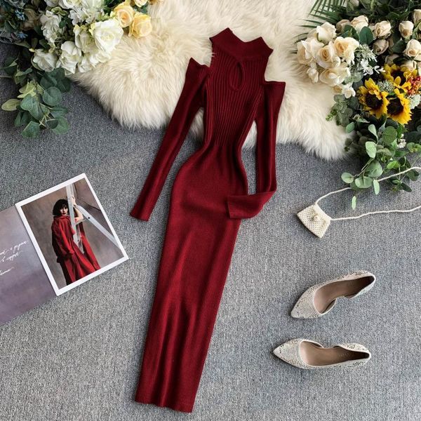 casual dresses knitted women hollow off shoulder long sleeve elastic bodycon dress autumn vintage fashion sweater for female, Black;gray
casual dresses knitted women hollow off shoulder long sleeve elastic bodycon dress autumn vintage fashion sweater for female, Black;gray