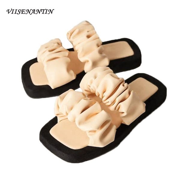 summer style square toe color matching lace open-toed pleated decoration slippers all-match platform flat sandals women, Black
summer style square toe color matching lace open-toed pleated decoration slippers all-match platform flat sandals women, Black