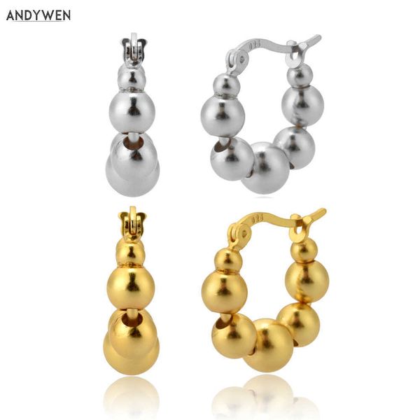 andywen 100% 925 sterling silver gold beads hoops women luxury circle round earring fine jewelry for party piercing 210608, Golden;silver
andywen 100% 925 sterling silver gold beads hoops women luxury circle round earring fine jewelry for party piercing 210608, Golden;silver