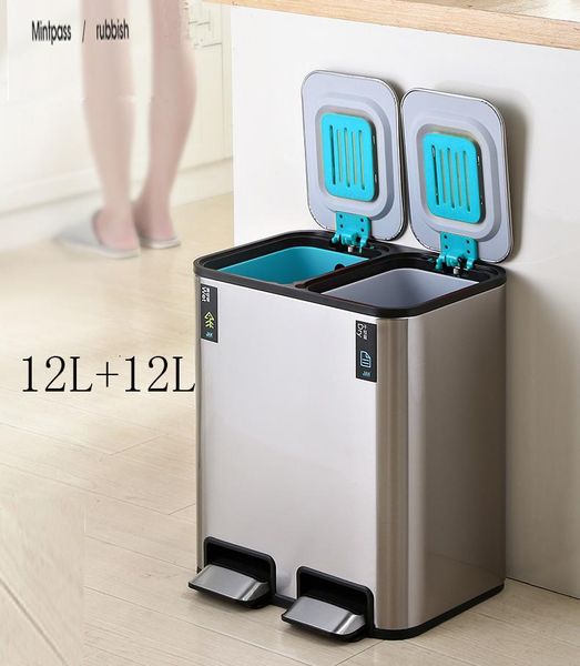 waste bins 430 high-grade stainless steel trash can 12l+12l, dry and wet garbage sorting can, environmental
waste bins 430 high-grade stainless steel trash can 12l+12l, dry and wet garbage sorting can, environmental
