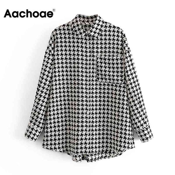 women elegant houndstooth blouse autumn spring batwing long sleeve loose casual plaid shirt lady home tunic blusas 210413, White
