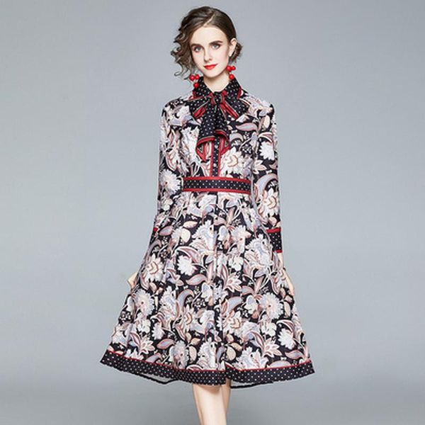 casual dresses runway dress with bow design women autumn winter loose plus size vintage print elegant ladies party midi vestidos, Black;gray
casual dresses runway dress with bow design women autumn winter loose plus size vintage print elegant ladies party midi vestidos, Black;gray