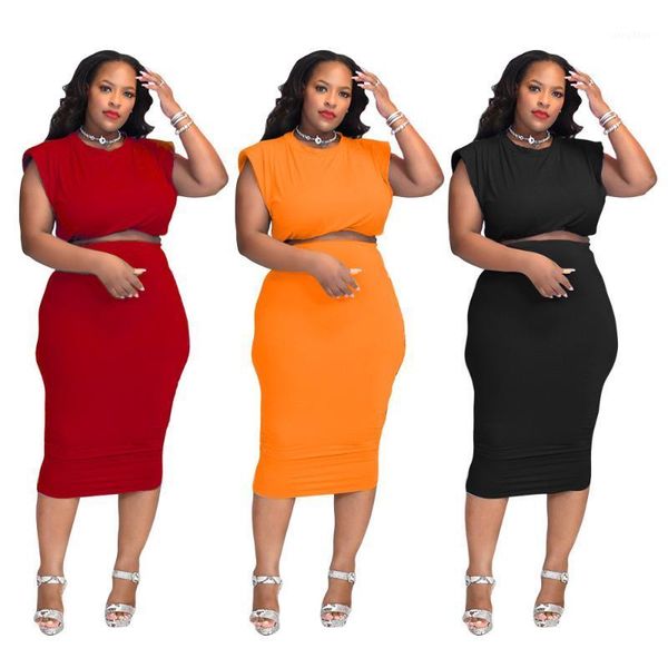 plus size tracksuits 2021 casual women's summer dress two-piece sleeveless padded t-shirt one-step skirt all-match fashion suit, Black
plus size tracksuits 2021 casual women's summer dress two-piece sleeveless padded t-shirt one-step skirt all-match fashion suit, Black