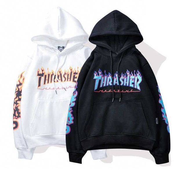 hip flame letter print plush hooded sweater street hip hop couple kirin arm coat, Black
hip flame letter print plush hooded sweater street hip hop couple kirin arm coat, Black