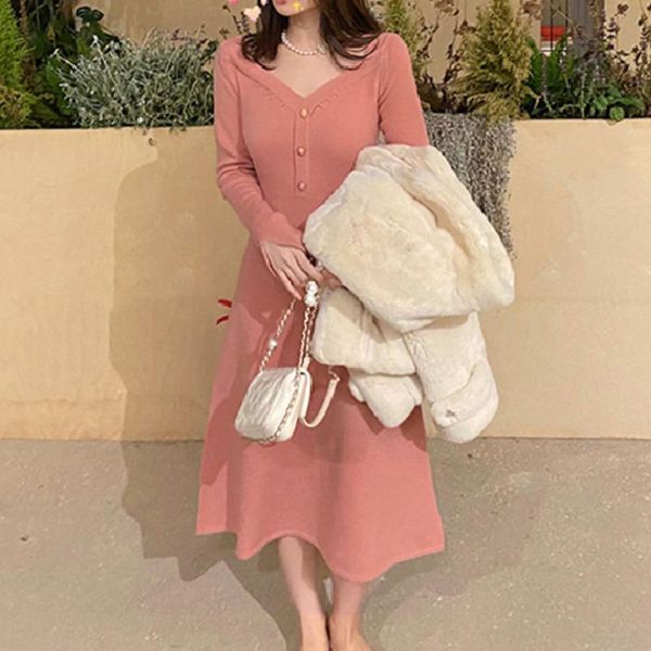 casual dresses autumn winter knitting 2021 solid high waist long sleeve sheath bodycon v-neck midi sweater robe femme vestidos, Black;gray
casual dresses autumn winter knitting 2021 solid high waist long sleeve sheath bodycon v-neck midi sweater robe femme vestidos, Black;gray