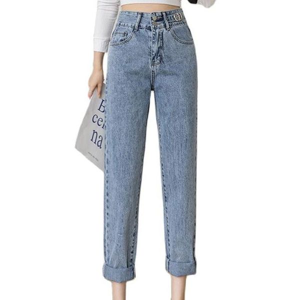 fashion high waist jeans women wild straight loose nine-point harem pants 2021 summer thin casual women's, Blue
fashion high waist jeans women wild straight loose nine-point harem pants 2021 summer thin casual women's, Blue