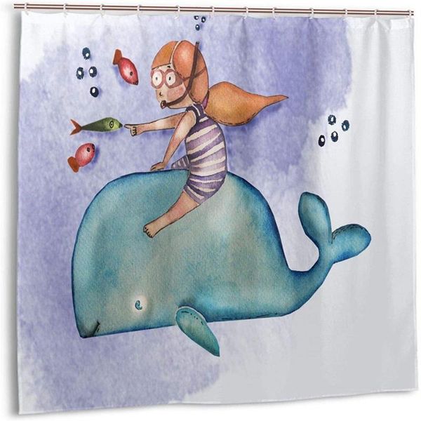 shower curtains whale waterproof curtain, cartoon curtain