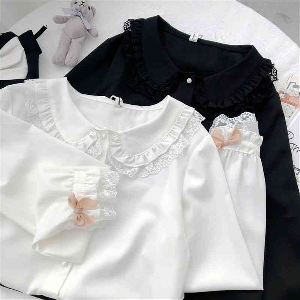 lolita kawaii lace white shirt women sweet fashion peter pan female cute doll collar long sleeve princess black blouses
lolita kawaii lace white shirt women sweet fashion peter pan female cute doll collar long sleeve princess black blouses