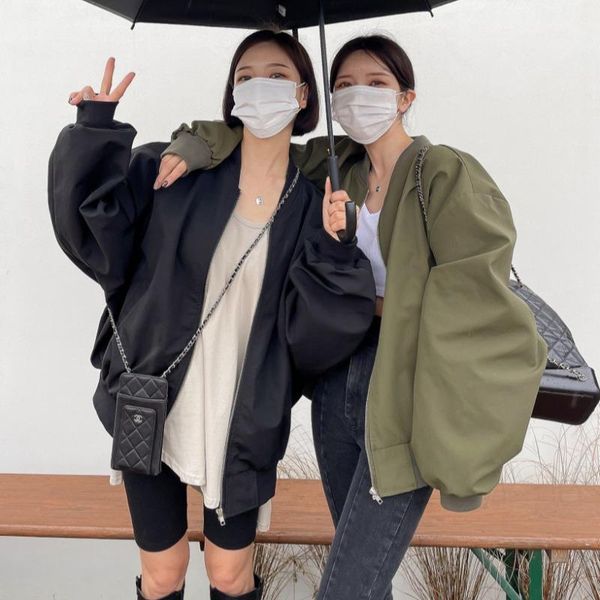 women's jackets bf style oversize baseball jacket for women streetwear chic casual loose ladies solid color outwear top, Black;brown
women's jackets bf style oversize baseball jacket for women streetwear chic casual loose ladies solid color outwear top, Black;brown