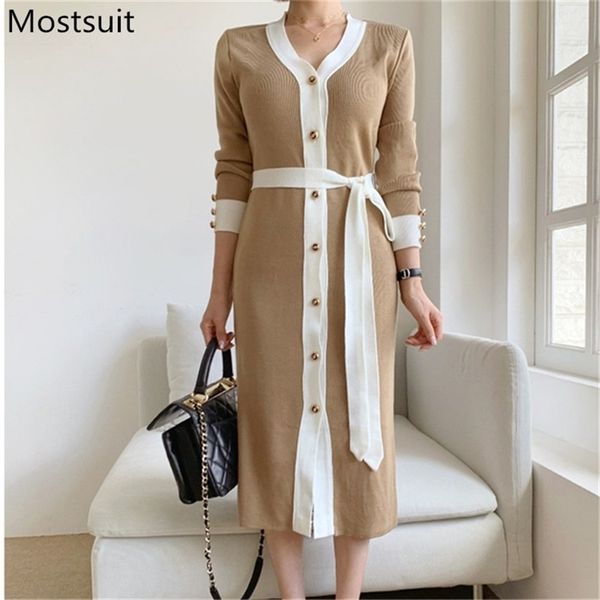 korean vintage color-blocked sweater dress women long sleevev-neck single-breasted belted dresses fashion elegant ladies vestido 210513, Black;gray
korean vintage color-blocked sweater dress women long sleevev-neck single-breasted belted dresses fashion elegant ladies vestido 210513, Black;gray