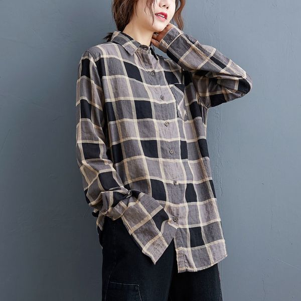 women's blouses & shirts spring autumn arts style women long sleeve loose 100% cotton plaid turn-down collar casual m537 simd, White
women's blouses & shirts spring autumn arts style women long sleeve loose 100% cotton plaid turn-down collar casual m537 simd, White
