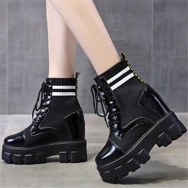 boots autumn wedges shoes female chunky platform sock ankle women's thick sole leather lace up hidden heel sneakers black
boots autumn wedges shoes female chunky platform sock ankle women's thick sole leather lace up hidden heel sneakers black