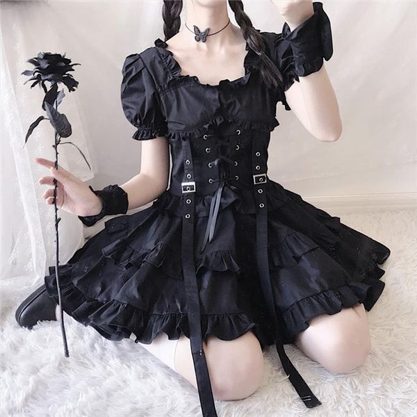 japanese lolita princess black womens dresses gothic mini girl kawaii high waist puff sleeve lace ruffles white party robe, Black;gray
japanese lolita princess black womens dresses gothic mini girl kawaii high waist puff sleeve lace ruffles white party robe, Black;gray