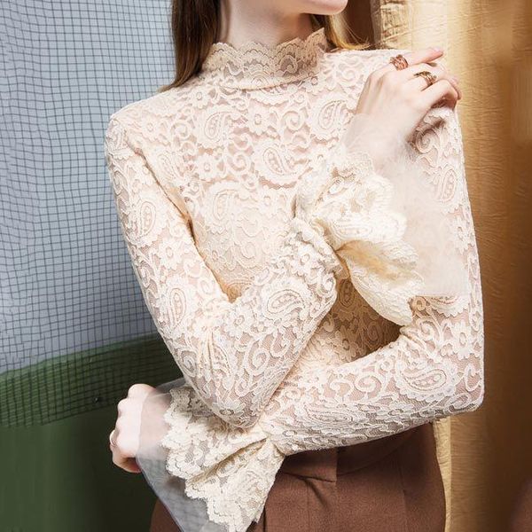 women's blouses & shirts women 2021 spring autumn fashion lace crochet flower female casual slim flare sleeve hollow out s275, White
women's blouses & shirts women 2021 spring autumn fashion lace crochet flower female casual slim flare sleeve hollow out s275, White
